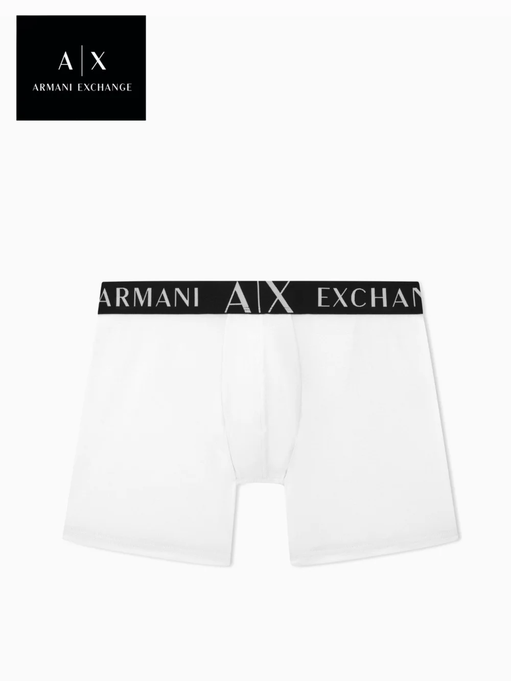 NWT Armani Exchange Men's Medium White Boxer Briefs with Black Logo Waistband